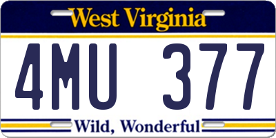 WV license plate 4MU377