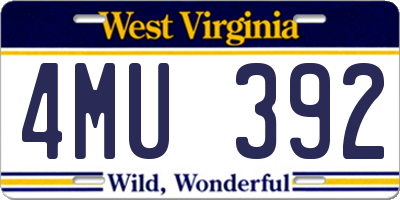 WV license plate 4MU392