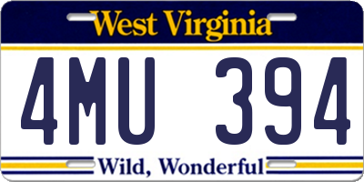 WV license plate 4MU394