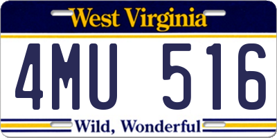 WV license plate 4MU516