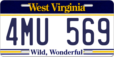 WV license plate 4MU569