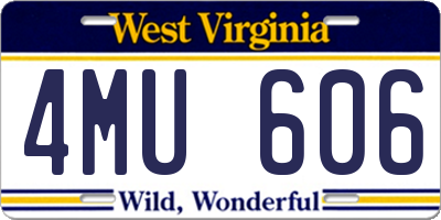 WV license plate 4MU606