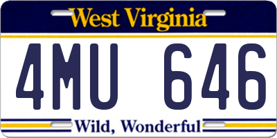 WV license plate 4MU646
