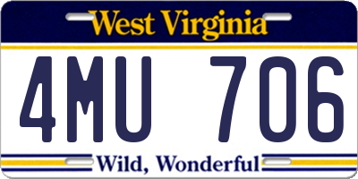 WV license plate 4MU706