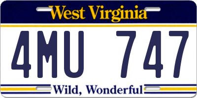 WV license plate 4MU747