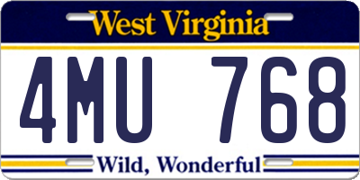 WV license plate 4MU768