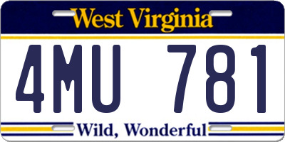 WV license plate 4MU781