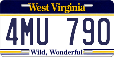 WV license plate 4MU790