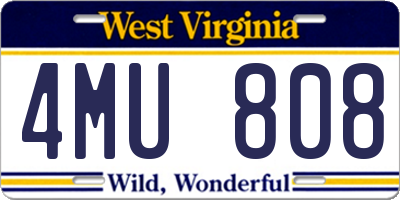 WV license plate 4MU808