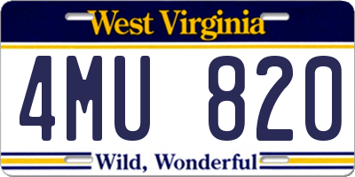 WV license plate 4MU820