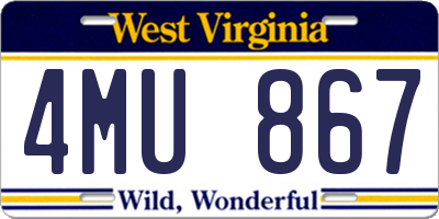 WV license plate 4MU867