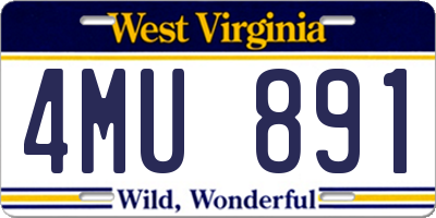 WV license plate 4MU891