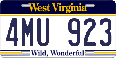 WV license plate 4MU923