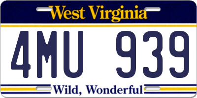 WV license plate 4MU939