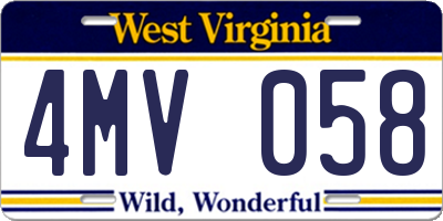 WV license plate 4MV058