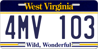 WV license plate 4MV103