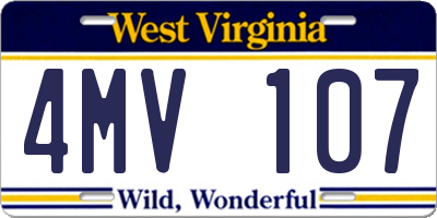 WV license plate 4MV107
