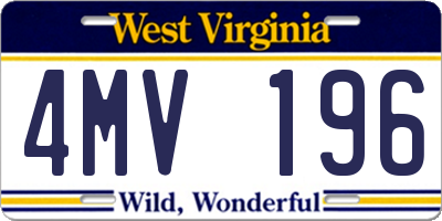 WV license plate 4MV196