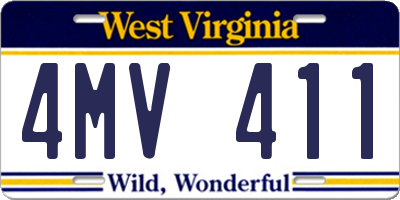 WV license plate 4MV411