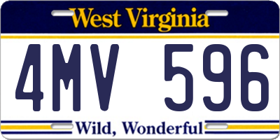 WV license plate 4MV596