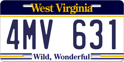 WV license plate 4MV631