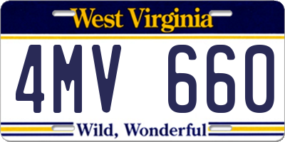 WV license plate 4MV660
