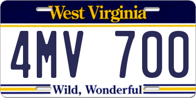 WV license plate 4MV700