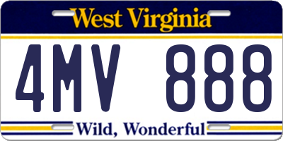 WV license plate 4MV888