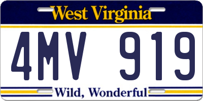 WV license plate 4MV919