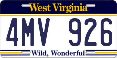 WV license plate 4MV926