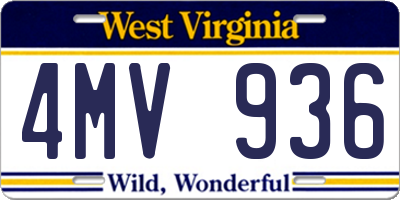 WV license plate 4MV936