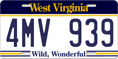 WV license plate 4MV939