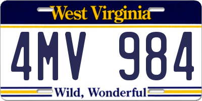 WV license plate 4MV984