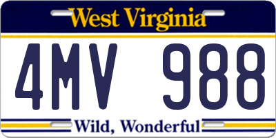 WV license plate 4MV988