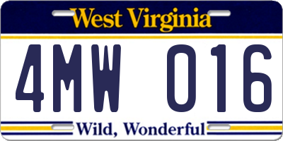 WV license plate 4MW016