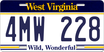 WV license plate 4MW228