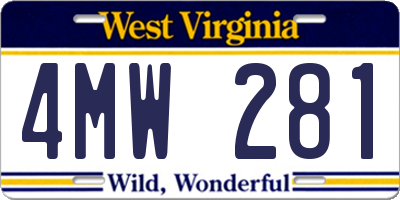 WV license plate 4MW281