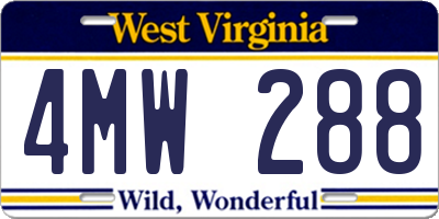 WV license plate 4MW288