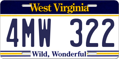 WV license plate 4MW322