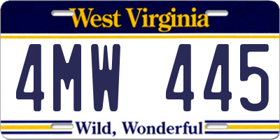 WV license plate 4MW445