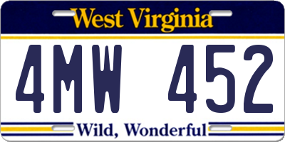WV license plate 4MW452