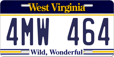WV license plate 4MW464
