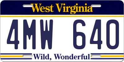WV license plate 4MW640