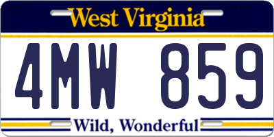 WV license plate 4MW859