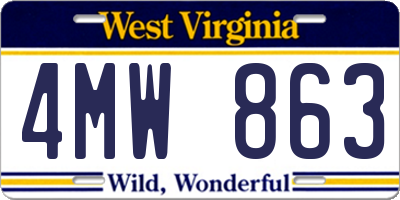 WV license plate 4MW863