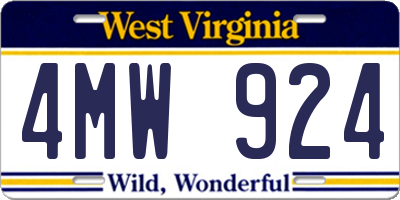 WV license plate 4MW924