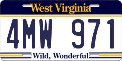 WV license plate 4MW971