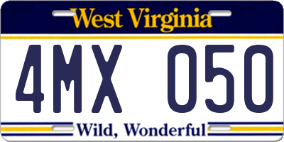 WV license plate 4MX050