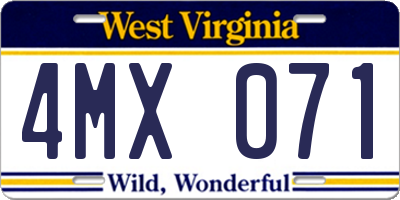 WV license plate 4MX071