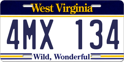 WV license plate 4MX134